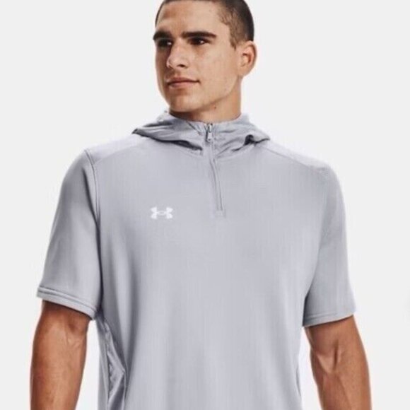 Under Armour Command Short Sleeve Hoodie Gray Men's Small $70 MSRP NEW - Picture 1 of 4